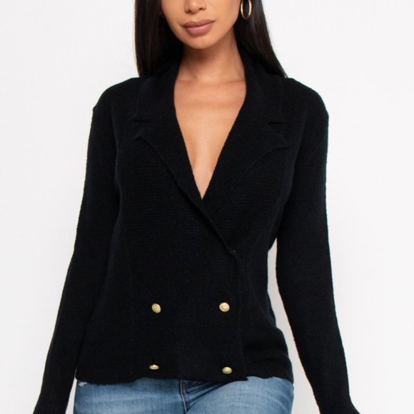 NWT LISSY warm wrap Sweater Blazer with front buttons, S,M,L,XL, Black - Picture 3 of 6